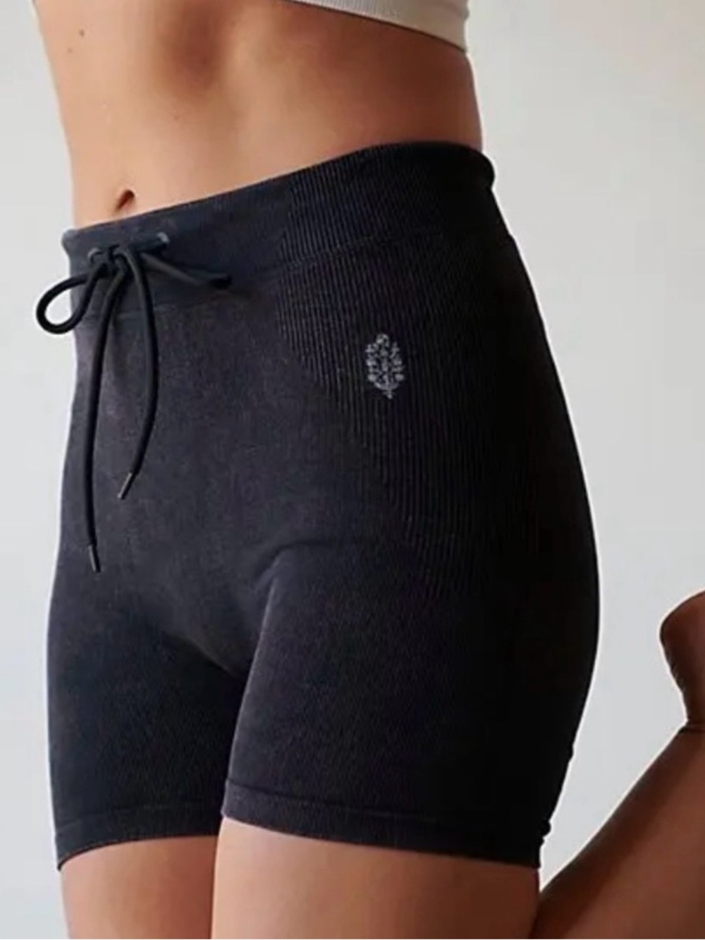 Free People FP Movement Go To Rib Shorts Washed Black Womens Size XS/S